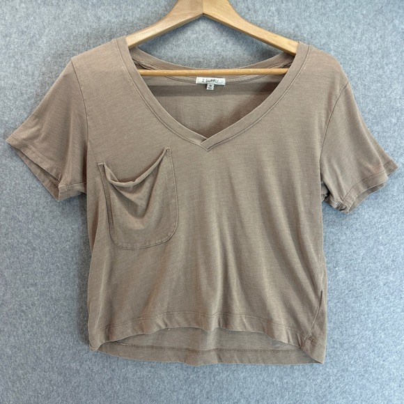 Z Supply Tops - Z Supply V Neck Pocket Tee Short Sleeve Casual Shirt Top Tan Womens Medium Brown